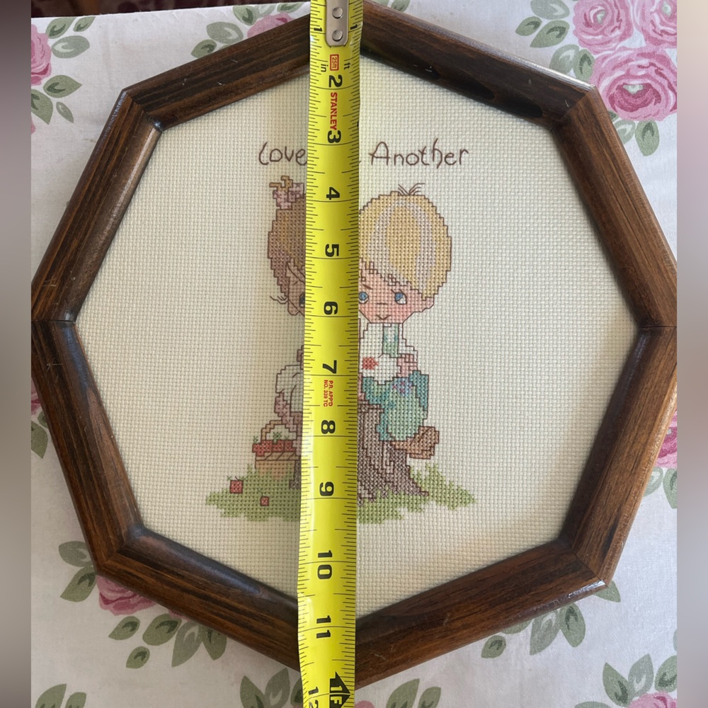 VINTAGE Cottagecore Handmade Cross Stitch Framed Art Kid’s Decor Classroom Art - Picture 4 of 4
